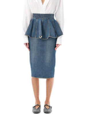 ALAIA Feminine Denim Skirt Belt for SS24