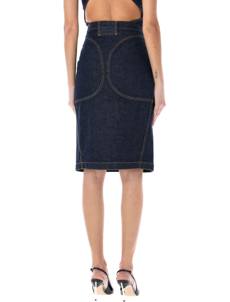 ALAIA Cotton Pencil Denim Skirt for Women in SS24