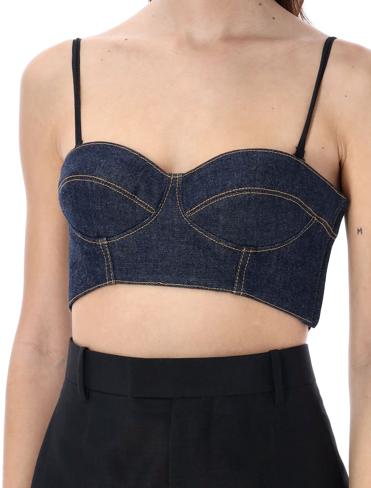 ALAIA Stylish Bra Top in Blue Denim - SS24 Collection