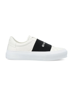GIVENCHY City Sport Elastic Sneaker in White and Black - Low Top, 4G Metal Detail, Women's Shoes