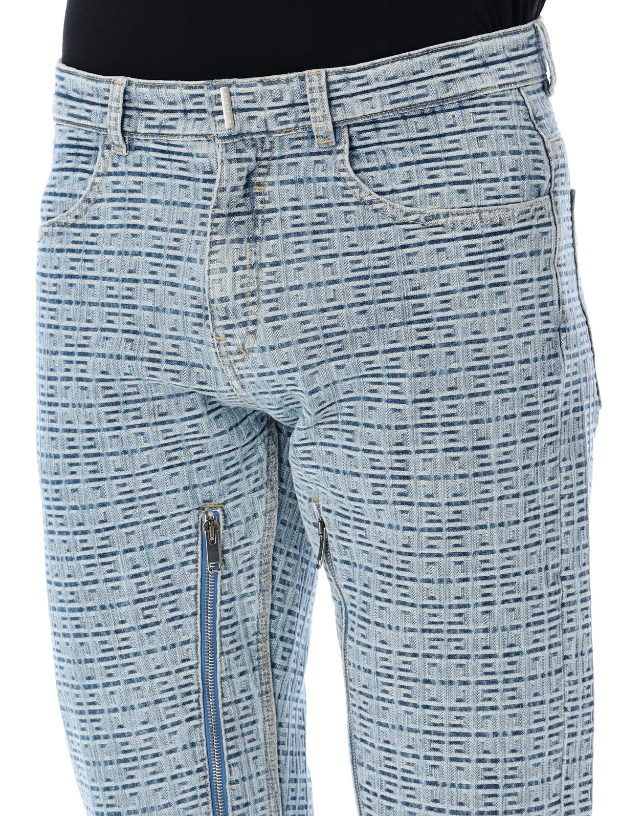 Straight Cut Light Blue Denim Trousers with Zip for Men by Givenchy
