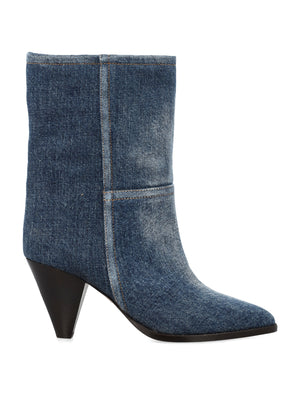 ISABEL MARANT Womens Washed Blue Denim Boots - SS24 Collection