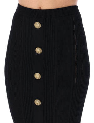 BALMAIN Stylish 5-Button Knit Skirt for Women