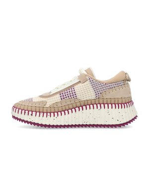 CHLOÉ Hand-Stitched Mesh Women's Sneakers in Wild Purple for SS24