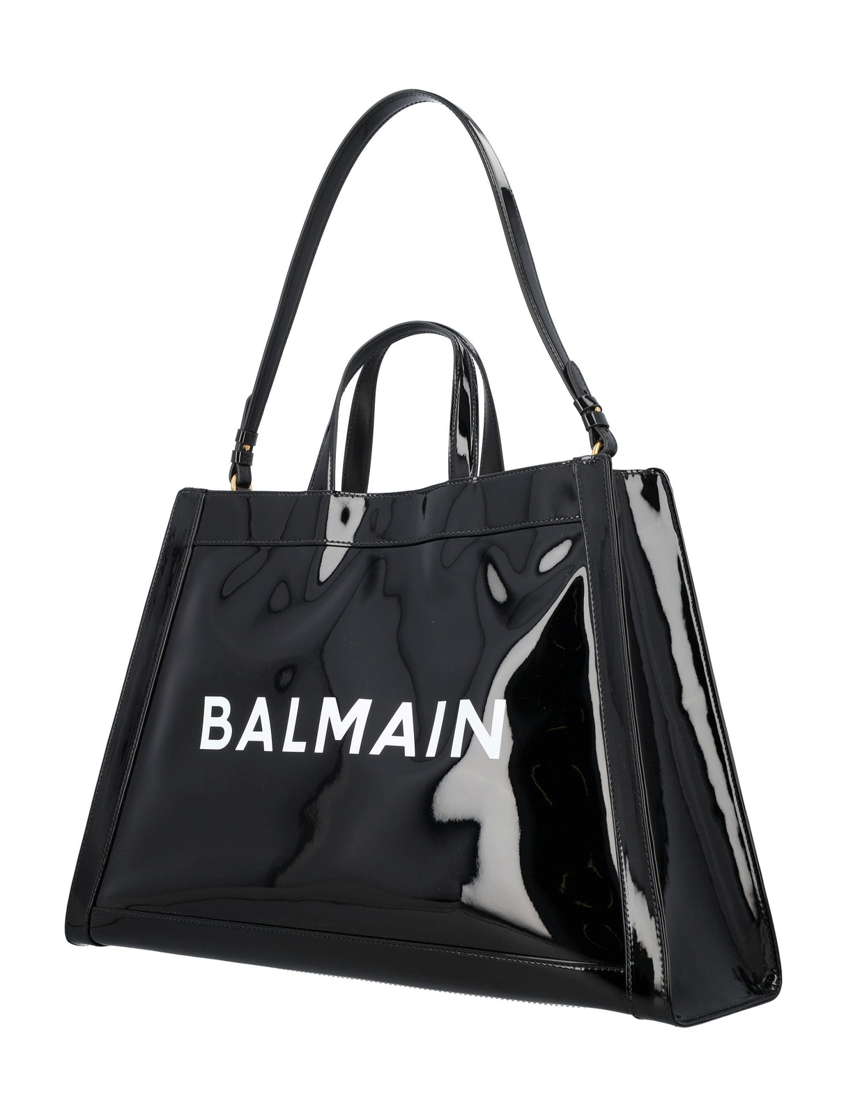 OLIVIER'S PATENT Tote Handbag BY BALMAIN - Patent Faux Leather Tote with Snap Closure