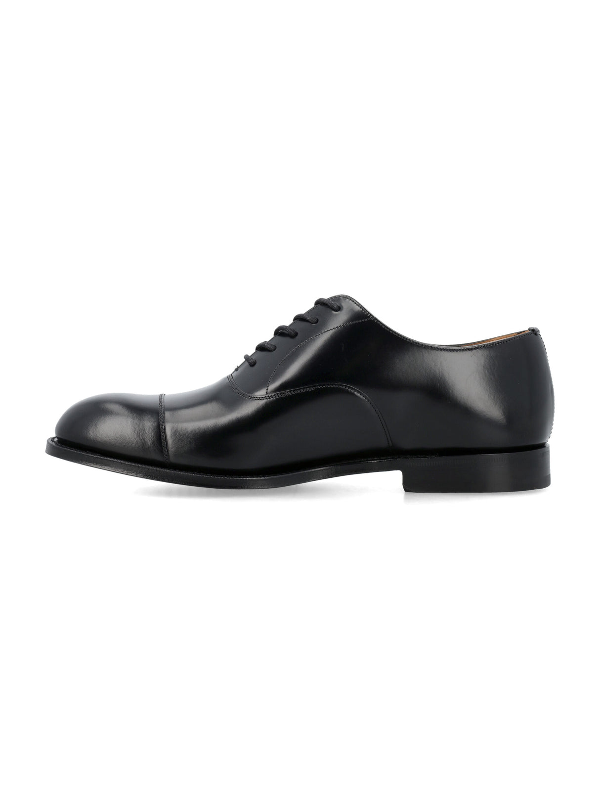 CHURCH'S Black Leather Derby Dress Shoes with Classic Stitching and Cotton Laces