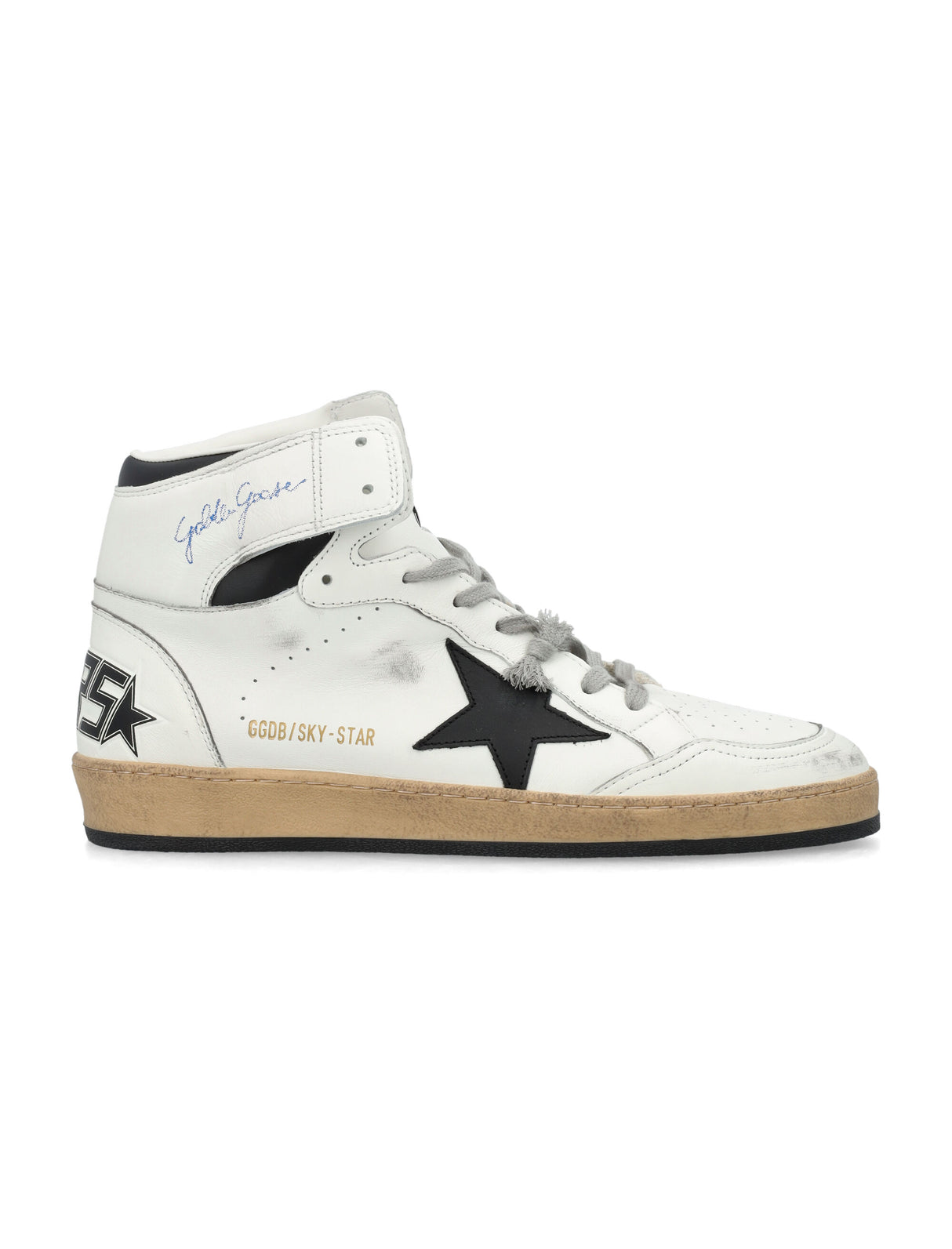 GOLDEN GOOSE MEN'S HIGH-TOP SNEAKERS WITH PERFORATED DETAILS AND VINTAGE EFFECT