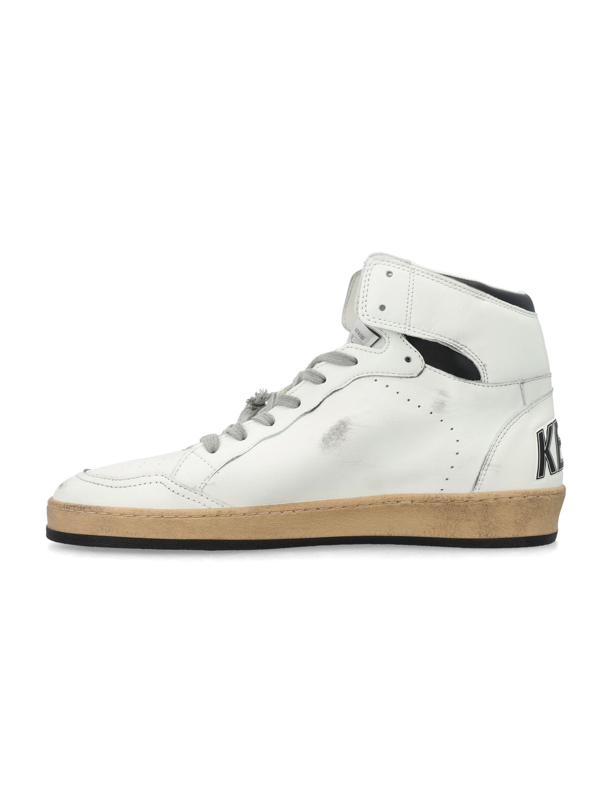 GOLDEN GOOSE MEN'S HIGH-TOP SNEAKERS WITH PERFORATED DETAILS AND VINTAGE EFFECT