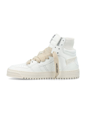 Men's High-Top White and Beige Sneakers with OFF-WHITE Logo