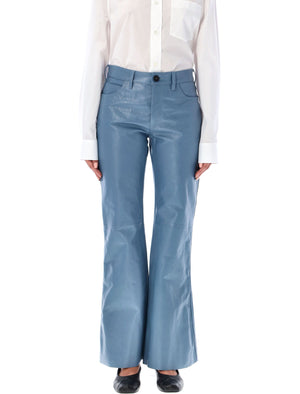 MARNI White Flared Goat Leather Trousers for Women