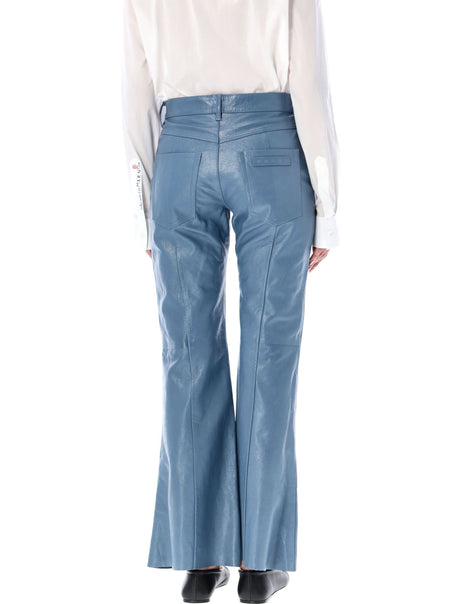 MARNI White Flared Goat Leather Trousers for Women