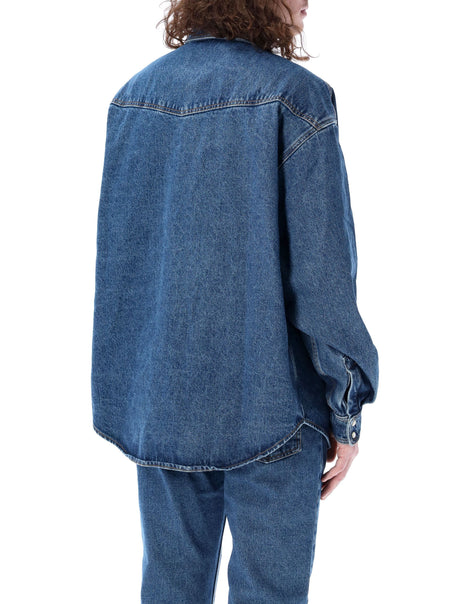 PALM ANGELS Monogram Denim Shirt for Men - Classic Blue LW Cotton Button-Up