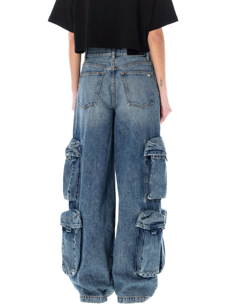 AMIRI BAGGY CARGO Jeans - Women's Wide Leg Pants in RIVER_INDIGO for SS24