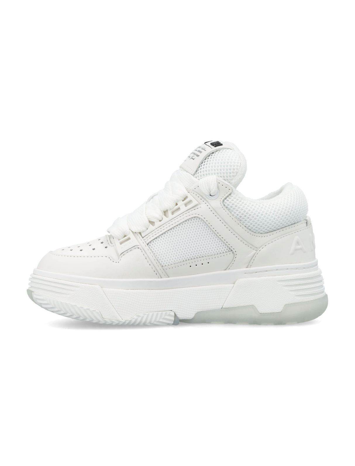AMIRI Low-Top White Sneakers with Quilted Nubuck Tongue and Perforated Panels for Women