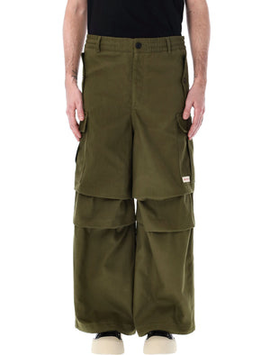 MARNI Men's Gabardine Cargo Pants - Loose Fit, Army Green, SS24