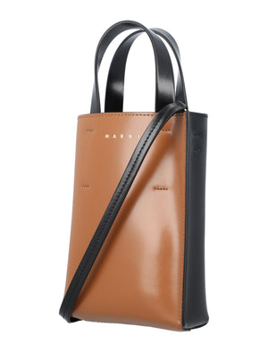 MARNI Pompeii/Black Leather Mini Crossbody Bag for Women