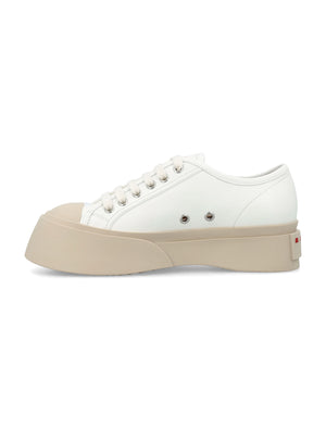 Lily White Leather Lace-Up Sneakers for Women by Marni