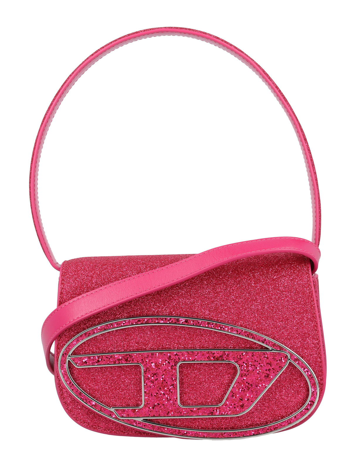 DIESEL Fuschia Glitter Shoulder Handbag for Women - SS24 Collection