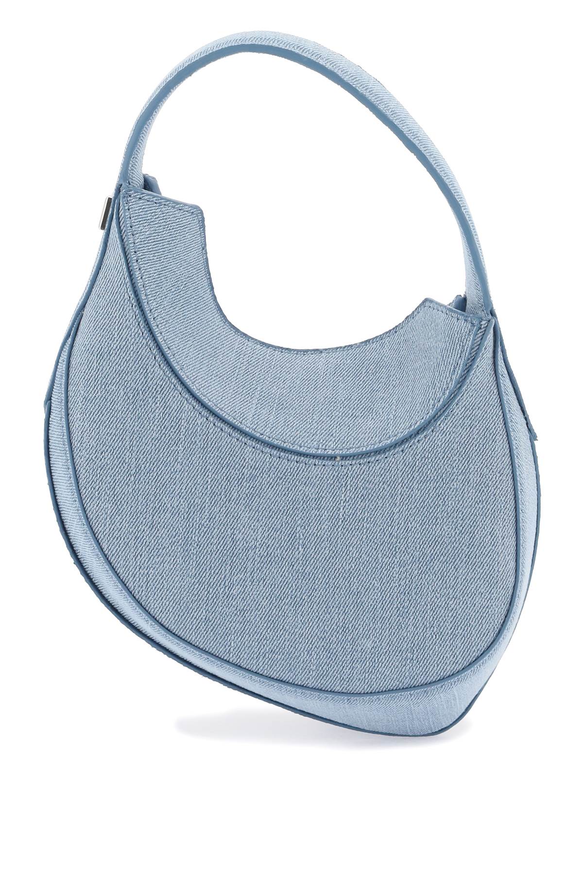 MUGLER Spiral Denim Mini Handbag in Light Blue with Leather Pocket