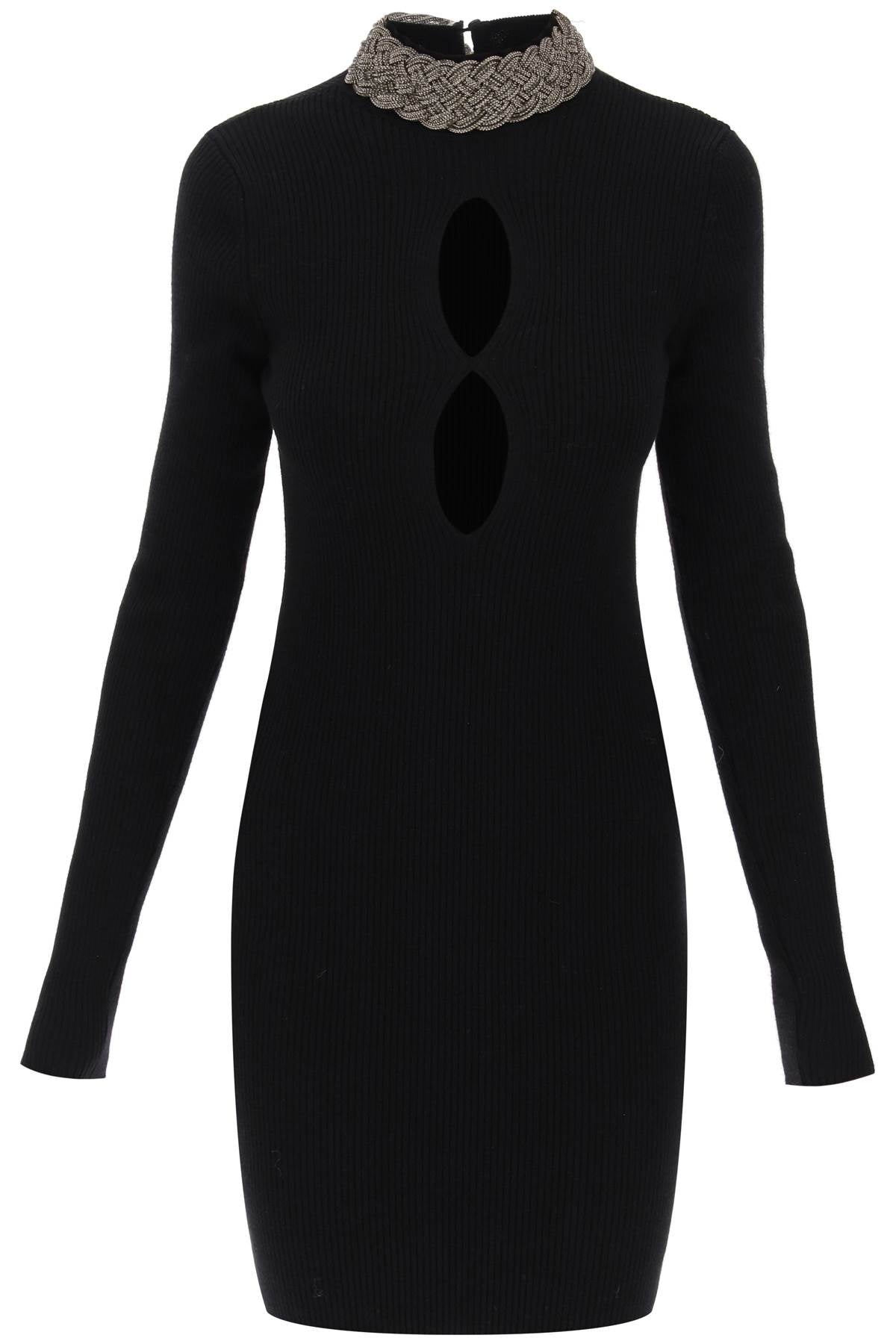 GIUSEPPE DI MORABITO Jewel Collar Mini Dress in Black