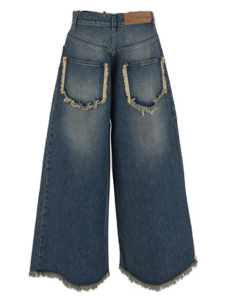 MONCLER GENIUS Loose and Washed Denim Jeans for Men in Light Blue