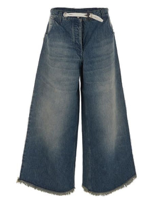 MONCLER GENIUS Loose and Washed Denim Jeans for Men in Light Blue