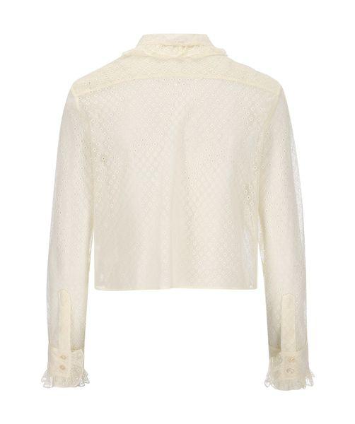 CELINE Elegant and Chic Cropped Shirt in Cream with Diamond Lace for Women (SS24)