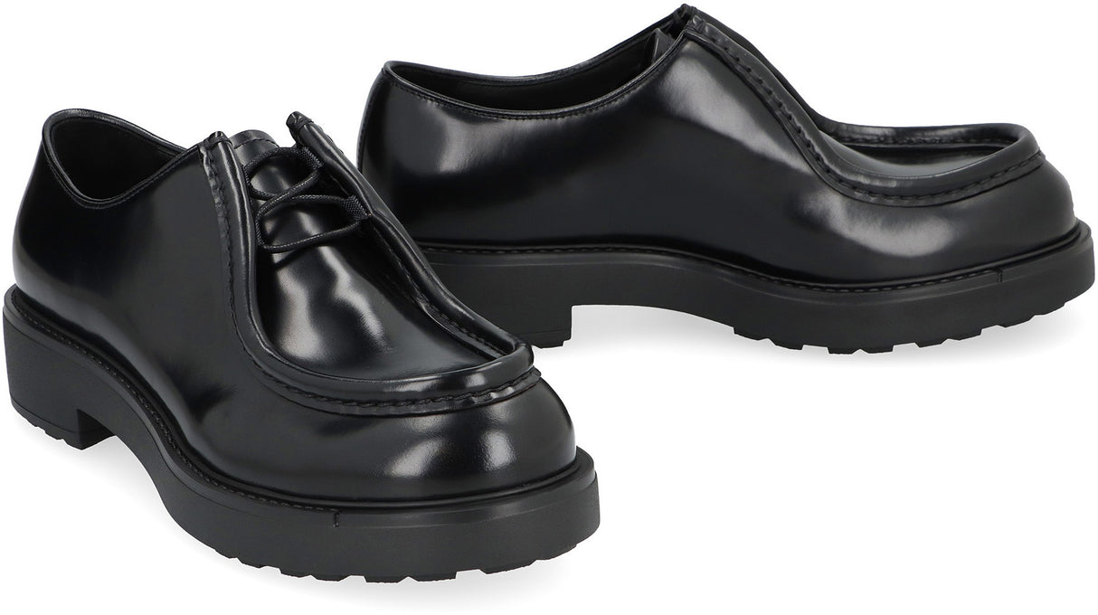 PRADA Classic Leather Lace-Up Shoes for Men in Black