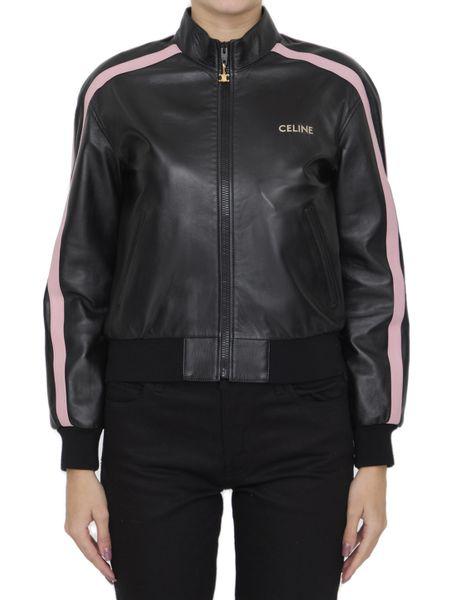 Black and Pink Lambskin Jacket with Celine Logo for Women - SS24 Collection
