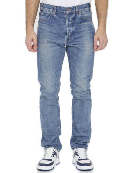 CELINE Low-Rise Denim Jeans for Men in Navy with Vintage Wash