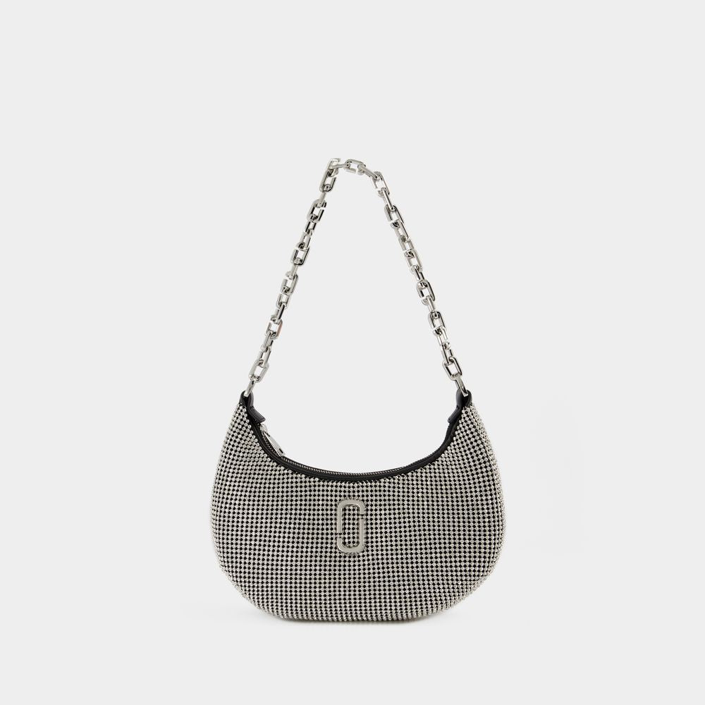 MARC JACOBS Chic Neutral Mini Curve Shoulder Bag with Rhinestone Details for Women