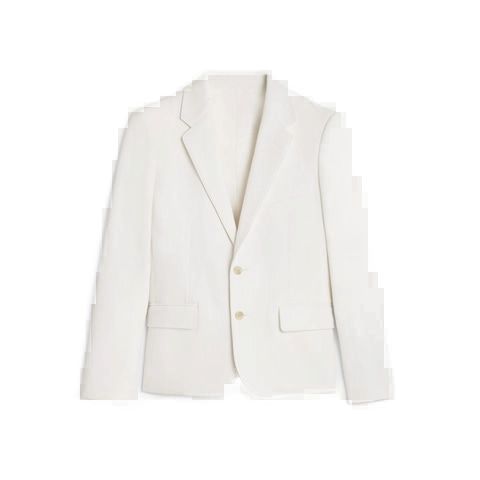 男士白色美式夹克，带切口翻领，适用于24年春夏季
