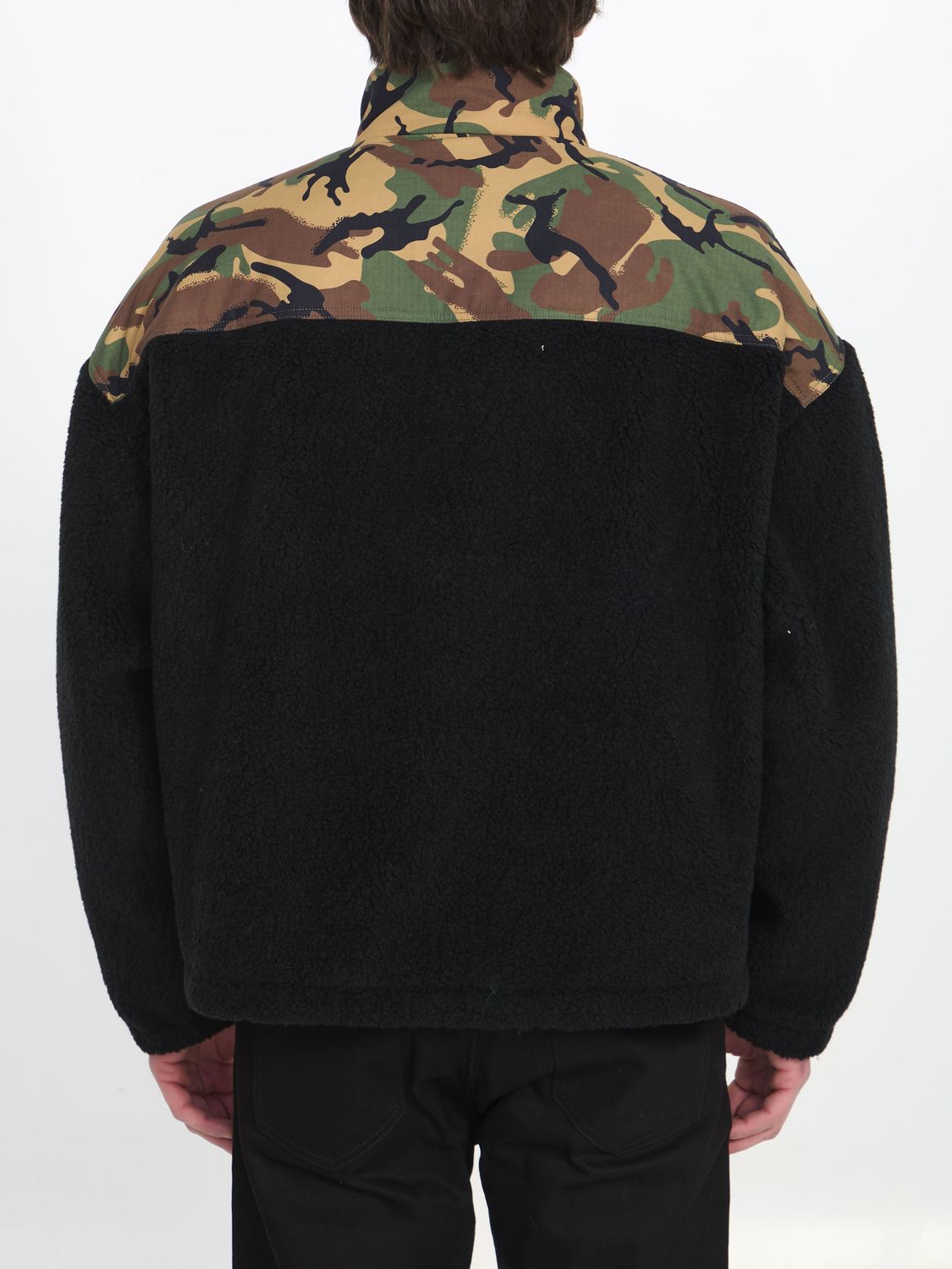Camouflage Bimaterial Jacket with Celine Print for Men - SS24