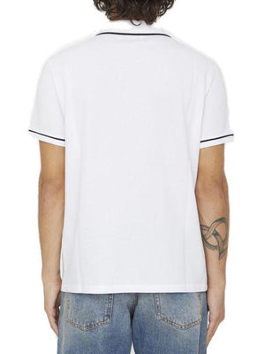 CELINE White Cotton Polo Shirt with Embroidered Triomphe Logo
