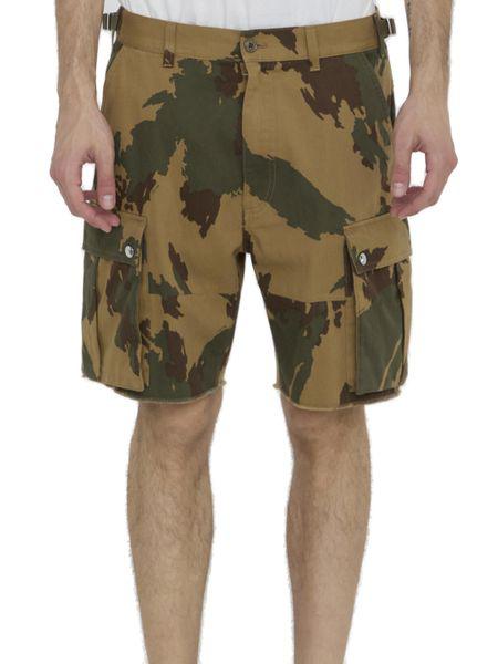 CELINE Men's Camouflage Cargo Bermuda Shorts in Green