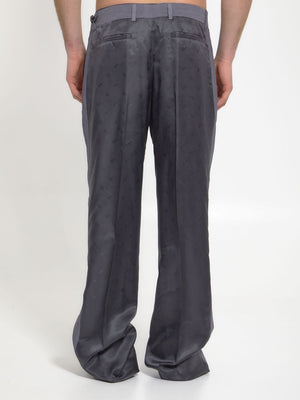 DIOR HOMME Dark Grey Technical Canvas Pants with Jacquard CD Motif and Contrast Bands