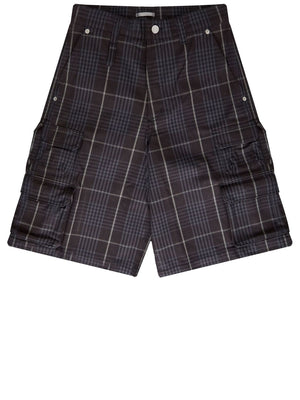 DIOR HOMME Brown Check Cotton Bermuda Shorts for Men with Dior Leather Patch