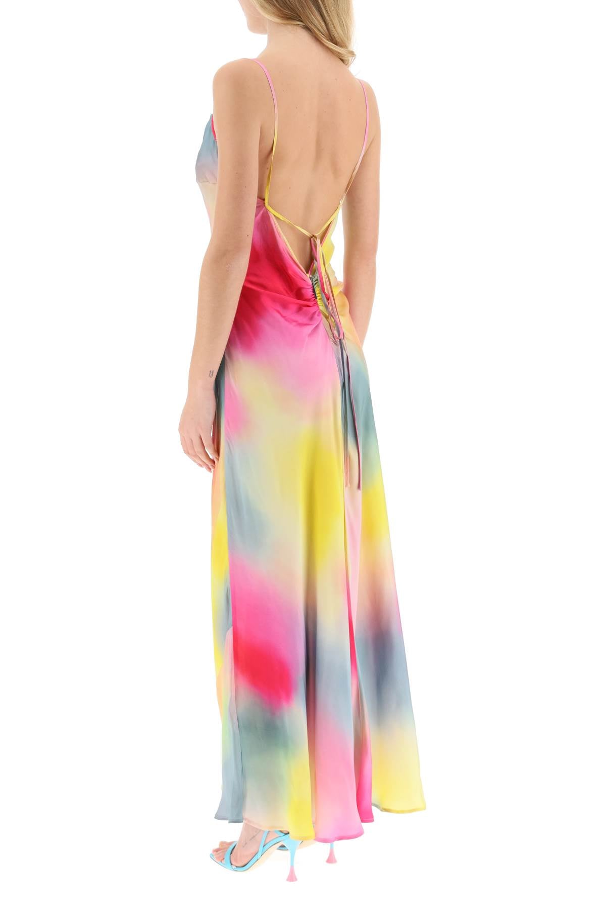 MSGM Multicolor Satin Maxi Dress for Women - SS23 Collection