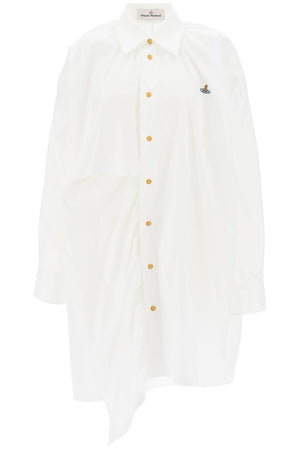 VIVIENNE WESTWOOD Organic Cotton Poplin Shirt with Cut-outs and Asymmetrical Hem for Women