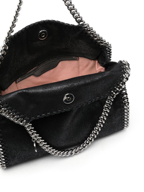 STELLA MCCARTNEY Mini Falabella Tote with Chain-Link Strap and Whipstitch Detail in Black