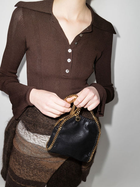 STELLA MCCARTNEY Black Faux Leather Mini Falabella Tote Handbag for Women