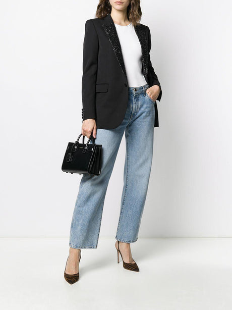 SAINT LAURENT Stylish Black Leather Top Handle Bag for Women - SS23 Collection