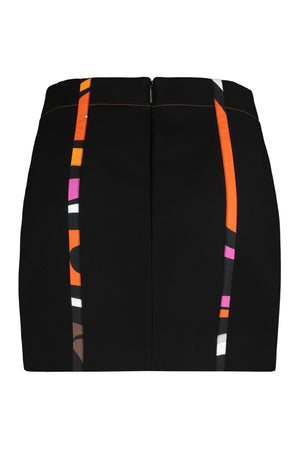 EMILIO PUCCI Fall 2023 Mini-Skirt with Contrasting Color Stitching and Buttons Front Slit