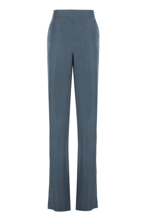 GIORGIO ARMANI Silk Wide Front Pleated Trousers in Grey - SS23 Collection for Women