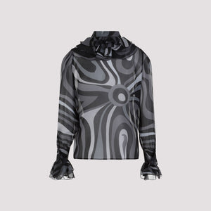 EMILIO PUCCI Luxurious Silk LS Shirt for Women in Black - FW23 Collection