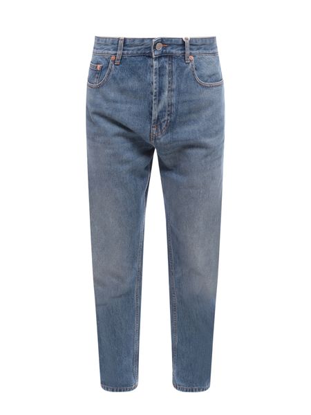 VALENTINO GARAVANI Men's Medium Wash Tapered Denim Jeans for FW23