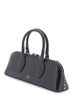 VALENTINO GARAVANI Studded East West Handbag in Black Calfskin for Women