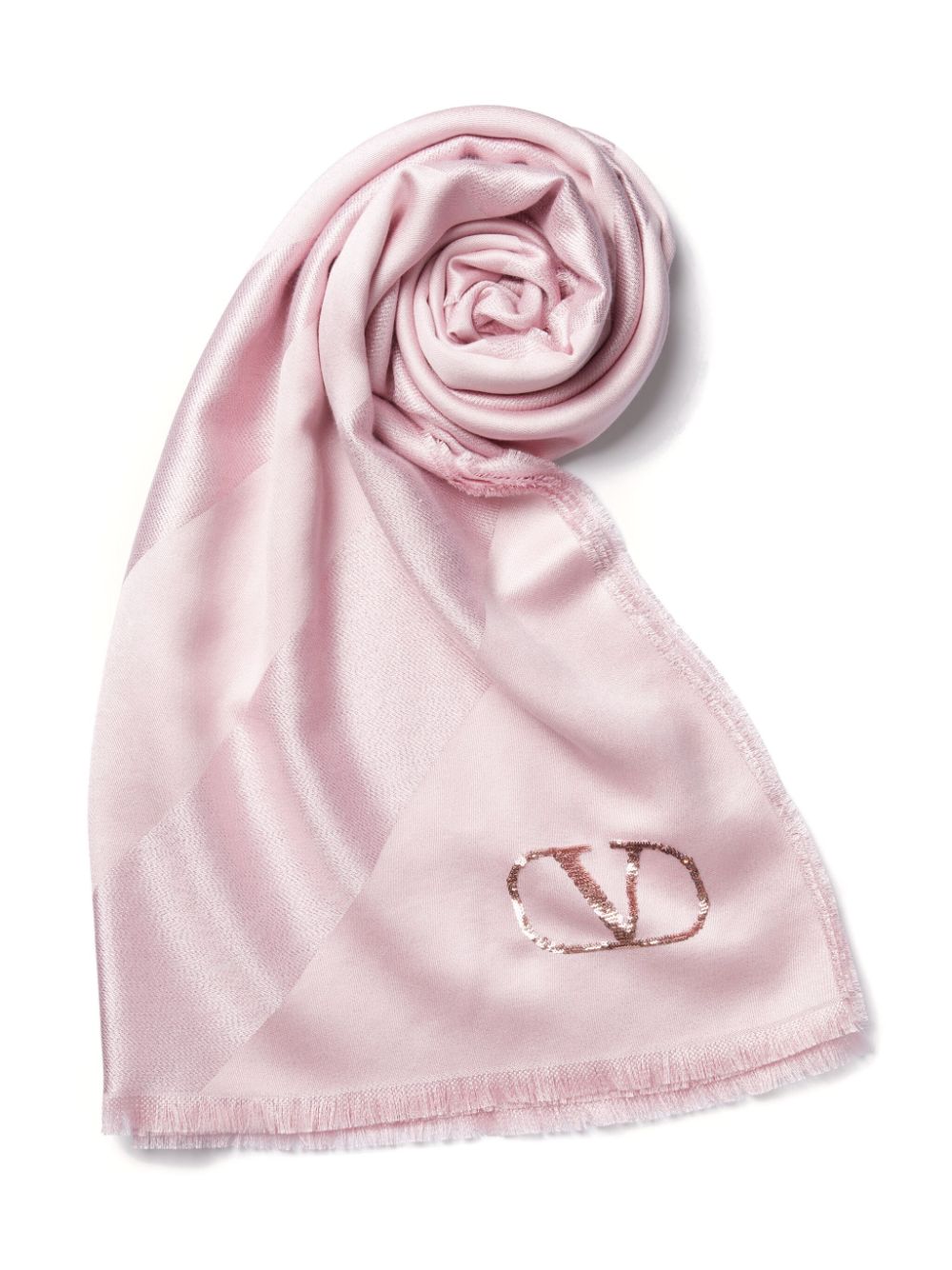 VALENTINO GARAVANI Pink Striped Silk and Cashmere Scarf for Women - SS24 Collection