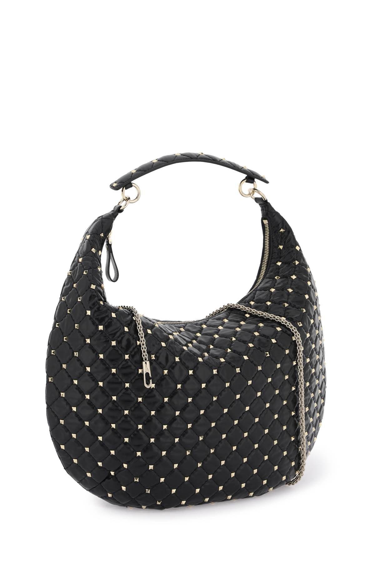 VALENTINO GARAVANI Luxurious Quilted Leather 'ROCKSTUD SPIKE' Hobo Handbag for Women