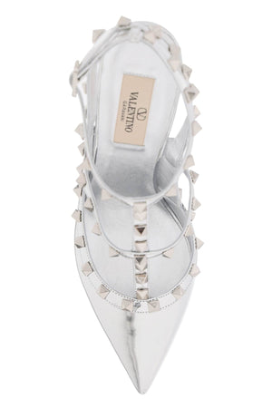 VALENTINO Silver Rockstud Caged Pumps for Women with 100mm Heels - FW23 Collection